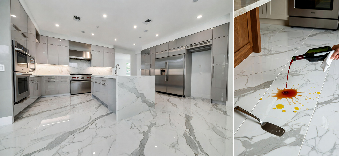 Gourmet Kitchen – Statuario Porcelain Marble Tile