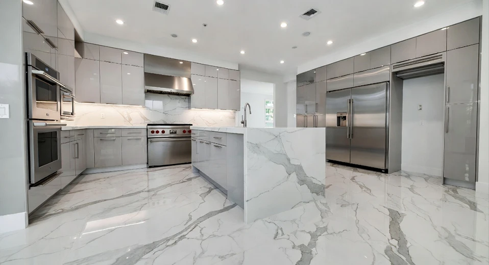 Gourmet Kitchen &ndash; Statuario Porcelain Marble Tile