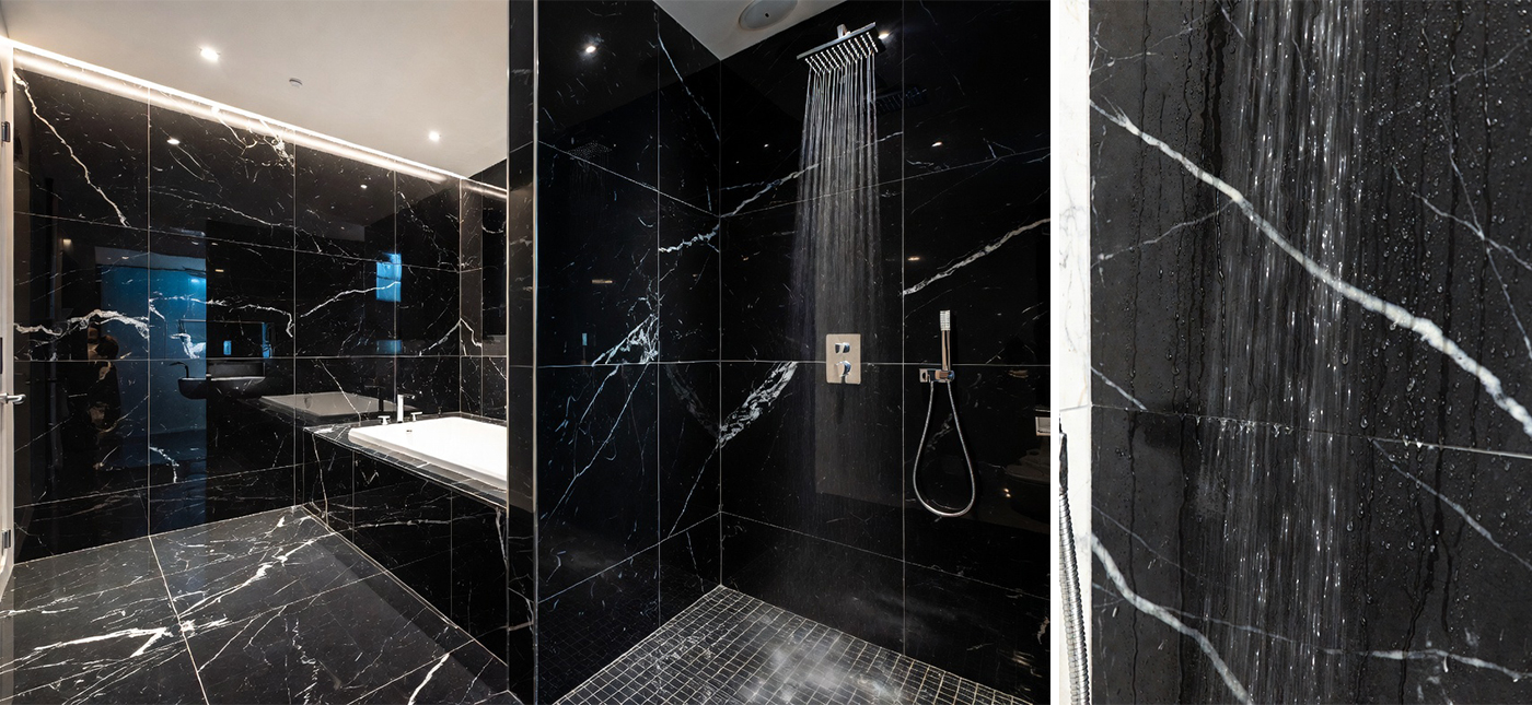 Master Bathroom – Nero Marquina Black Porcelain Marble Tile
